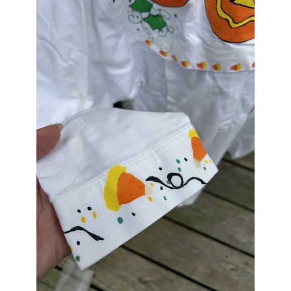 SUN BELT Womens 100% Cotton Collared Halloween Fall Shirt Pumpkin Large Vintage - Picture 3 of 9